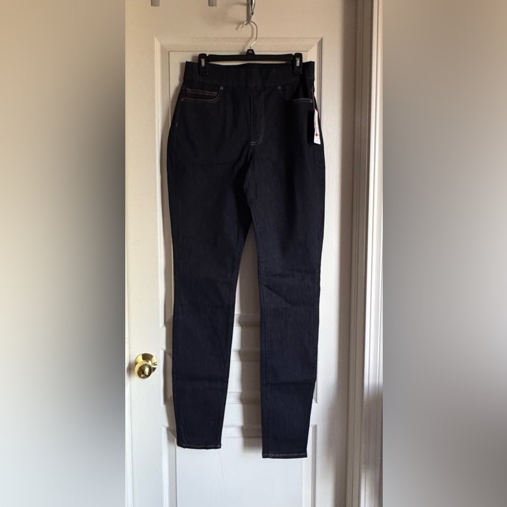Land’s End Mid Rise Curvy Pull On Skinny Lycra Jeans 10 Tall NEW